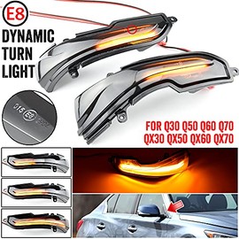 QKLsudua 2pcs Dynamic Sequential Blink LED Side Mirror Turn Signal Light Assembly Compatible with Infiniti Q30 Q50 Q60 Q70 QX30 QX50 QX60 QX70