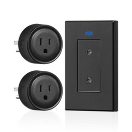 Black Remote Control Outlet Plug, WILAWELS Wireless Light Switch, On Off Remote Switch Outlet for Lights, Lamps, Home Appliance, 100ft RF Range, No Wiring, FCC Listed (1 Controller + 2 Outlets)