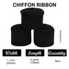 RIBBOOO 3 Rolls Black Chiffon Ribbon 1 inch× 5 Yards