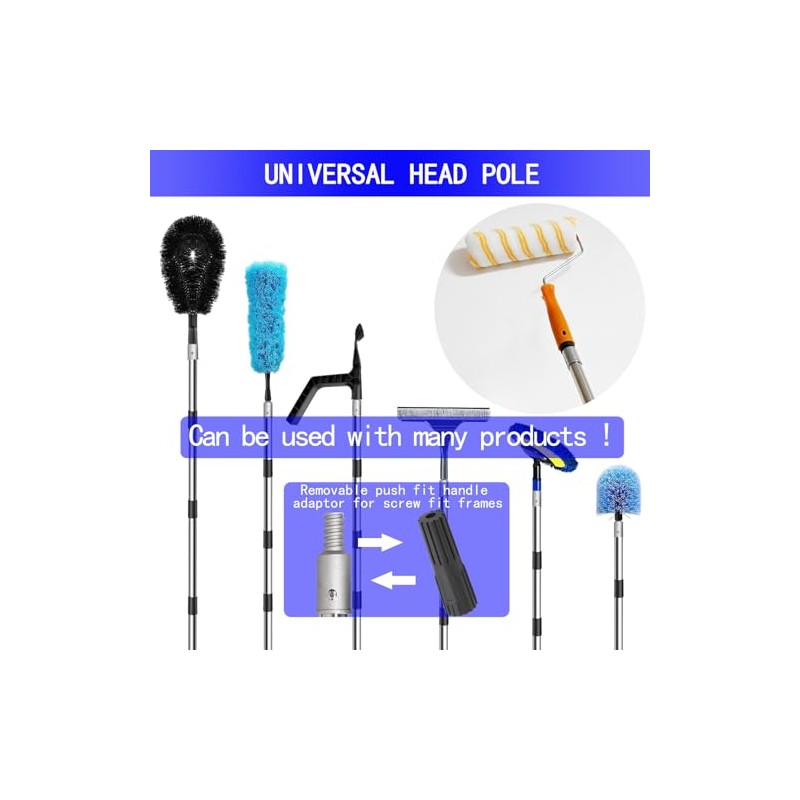 Paint Roller Extension Pole 11.8Ft,10 Segmented Lightweight Stainless Steel Telescopic