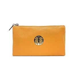 Long & Son Women's Medium Clutch, Wristlet, Shoulder,Cross-Body Bags 23321 (Yellow Mustard)