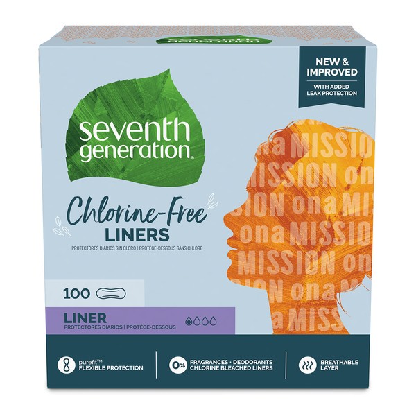 Seventh Generation Pantiliners Pads Absorbent pads Light Absorbency Chlorine Free Pads 100 count