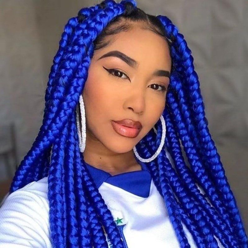 Blue Pre stretched Braiding Hair 26 Inch 26 Inches Box