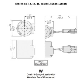 HY 6359424 - Hydra Force Coil With Weatherpack Connector - 24 Volt DC Fits 10, 12, 16, 38 and 58 series Hydraforce Stems (5/8" Hole)