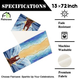 Passover Table Runner Jewish Festival Holiday Kitchen Dining Table Centerpiece Pesach The Red Sea Decor Green Gold Happy Passover Decorations for Home Party-72 Inches Long