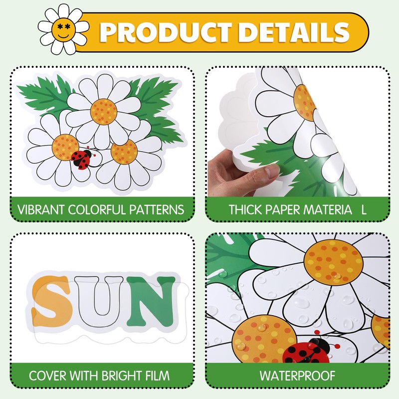 Mooliwe Daisy Flower Bulletin Board Decorations Set, Classroom Bulletin Board
