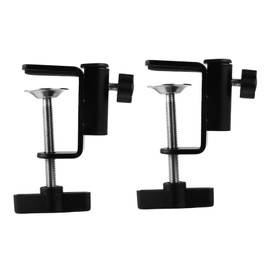 FRCOLOR 2pcs Microphone Stand Holder with Heavy Duty Clamp Durable Metal Base Bracket for Live Streaming Recording Music Mounting Scratch Design