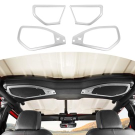 JOSHELA for 2024 Jeep JL A Pillar Top Roof Speaker Trim Cover Fit for Jeep Wrangler JL JLU Gladiator JT 2024 Up Silver Interior Accessories 4pcs