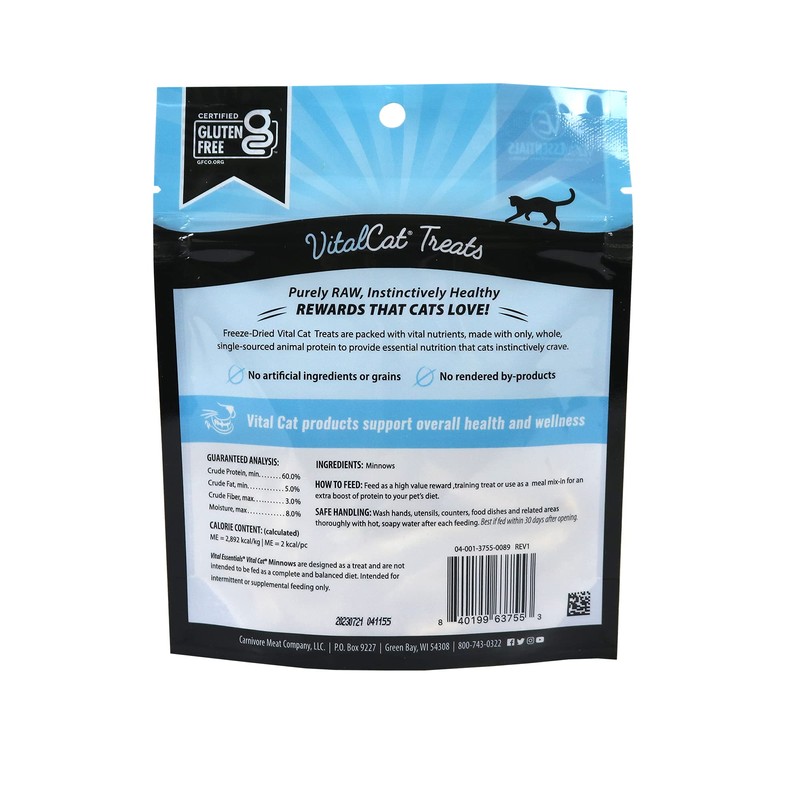 Vital Essentials Freeze Dried Cat Treats, Minnows 0.5 oz
