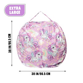 SANFERGE Cuddly Toy Storage Bean Bag Cover - Toy Organiser for Children, Teenagers and Adults - Durable Canvas with YKK Zip (Cover Only), Extra Large 38 Inches