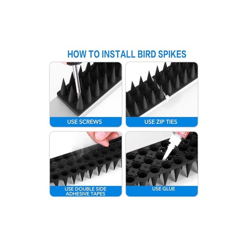 BORHOOD Bird Spikes, 20 Pack Pigeon Deterrent for Small Birds