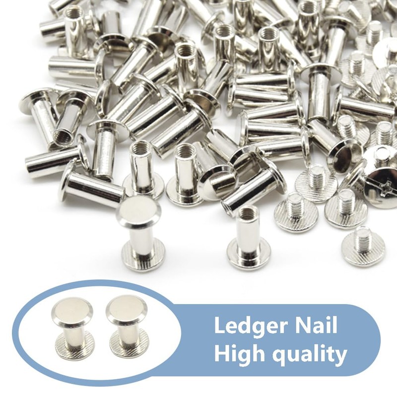 Ruidee 100Pcs/50Set Chicago Screws M5x12mm Book Binding Rivets Screw Posts