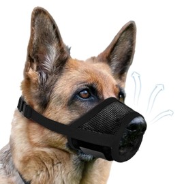 Soft Air Mesh Dog Muzzle Soft Muzzle Anti Biting Barking Chewing Breathable Drinkable Adjustable Loop Pets Muzzle for Small Medium Large Dogs (Black, XL)