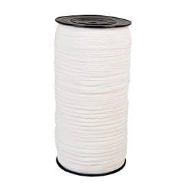 WedDecor Flat Mask Elastic Cord, Elastic String Stretchy Strap Cord for DIY Mask Making, Flat Elastic Band White Elastic Ribbon for Sewing and Crafts, 3mm Width, 100 Metres