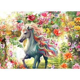 Chalzidar Jigsaw Puzzles for Adults 1000 Pieces, Interlock Perfectly Letter on Back No Dust, Home Decor Birthday Party Gift Toy for Men Women Elders Seniors, 1:1 Poster -Flower‘s Unicorn