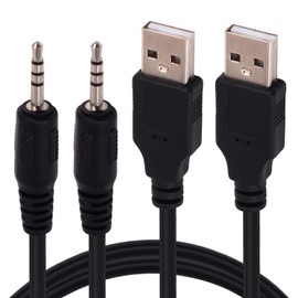 Yeworth USB to 2.5mm Charger Cord, [2 Pack] 0.2m 2.5mm Male Jack Plug to USB 2.0 Male Data Extender Aux Audio Charging Cable Adapter (USB to 2.5mm)