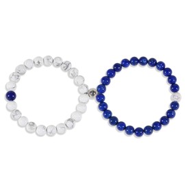 COAI Mutual Attraction Bracelets Distance Magnetic Matching Bracelets for Couples, Howlite Lapis Lazuli Bracelets