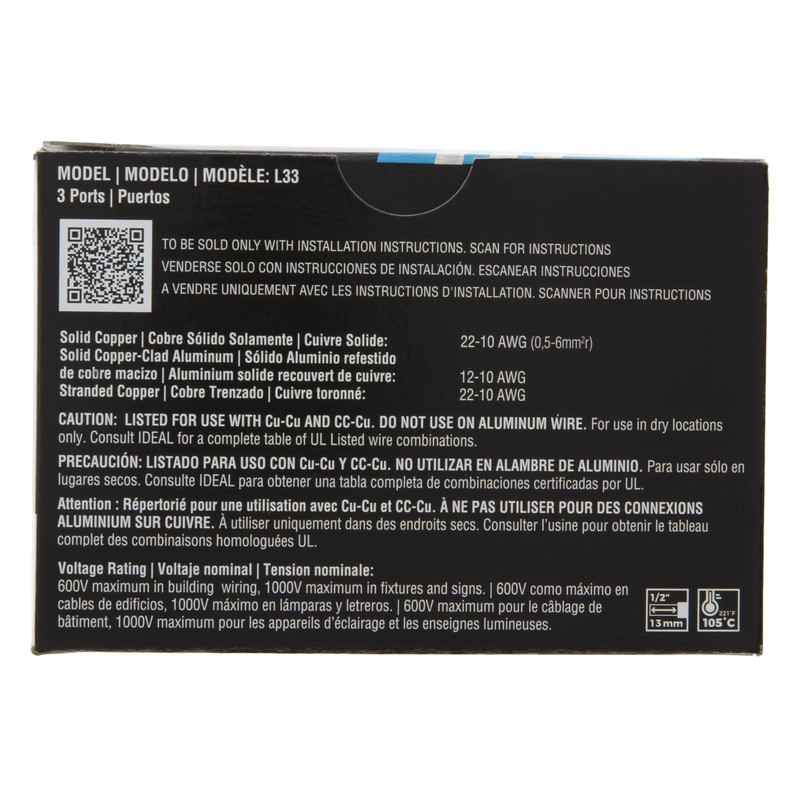 in-Sure® Lever Wire Conn, Model L33 3-Port, 75/Bx