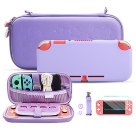 HYPERCASE Purple Sakura Switch Lite Console Carrying Case, with Soft Switch Lite Protective Cover Skin, Screen Protector, Shoulder Strap & 2 Cute Thumb Caps