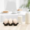 Ceramic Egg Tray 6-Cup Egg Holder Container for Fridge (Black,