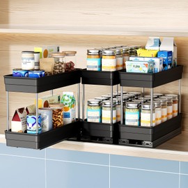 Nieifi Spice Organization for Cabinet-Vertical Spice Rack Pull Out-Spice Rack Organizer for Cabinet-4-1/3 inch Wide-Seasoning Kitchen Organizer-4.3" W x 10.6" D x 8.7" H-3 Pack-2 Tier
