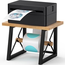 TIPSYTREE Label Holder for Rolls and Fan-fold Labels, Wooden Thermal Label Holder for Desktop Thermal Label Printer, Thermal Printer Accessory for Home, Office, Small Business