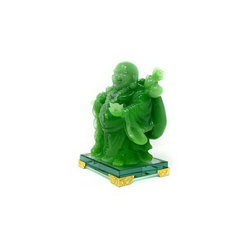 HOULU 8 inch Laughing Buddha Statue for Home Decor, Green