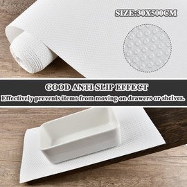 CENBEN 30cmx500cm Drawer Liners, Non Slip Shelf Liners for Kitchen Cabinets, Waterproof & Oil-Proof White Cupboard Liners Refridge Fridge Mats Kitchen Cupboard Protector for Home Office(White)