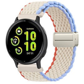 Oumida Elastic Nylon Bracelet for Garmin Vivoactive 5 Wristband/Vivoactive 3 Music, Garmin Venu Sq/Venu Sq 2/Venu Sq 2 Music/Venu 2 Plus Bracelets, Braided Watch Strap with Magnetic Buckle