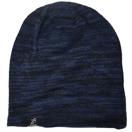 FORBUSITE Mens Slouchy Long Beanie Knit Hat for Summer Winter, Oversize Striped Navy Blue