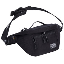 Rough Enough Tactical Fanny Pack for Men Lightweight Waterproof Waist Bag Crossbody for Fishing Hiking Dog Walking (Black)
