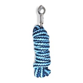 Lead Rope with Panic Hook for Horses - Tie Rope in Various Stylish Designs, Lead Rope, Pony, Donkey, Goat (Light Blue/Blue)