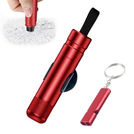 DMNQ Hammerdex Original Glass Breaker, Safe Hammer Glass Breaker (Red) and Emergency Whistle, Portable Window Breaker and Seat Belt Cutter for Emergency Rescue Tools for Car Windows