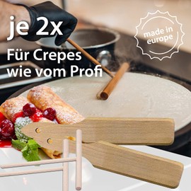 Smart-Planet Set of 2 crepe maker distributors and spatulas for pancakes, palate ham made of beech wood