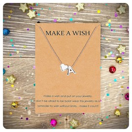 Dainty Initial Necklace for Women Gold Sliver Letter Necklace Heart Pendant Necklace Tiny Letter Name Necklaces Christmas Jewelry Gifts for Women Teen Girls