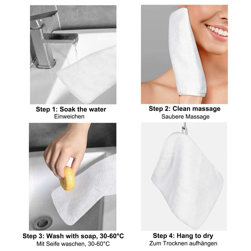 PHOGARY 10 Pack Microfiber Body Wash Mitts, Soft Face Mitten,