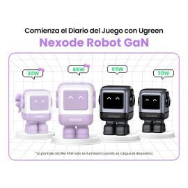 Cargador Ugreen Nexode Robot Gan Fast Charger 65w Purple Color Lila