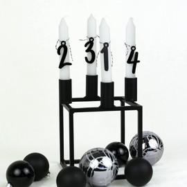 Adventskranz Zahlen Anhänger 1-4 für Kerzen Adventszahlen verspielt (schwarz)
