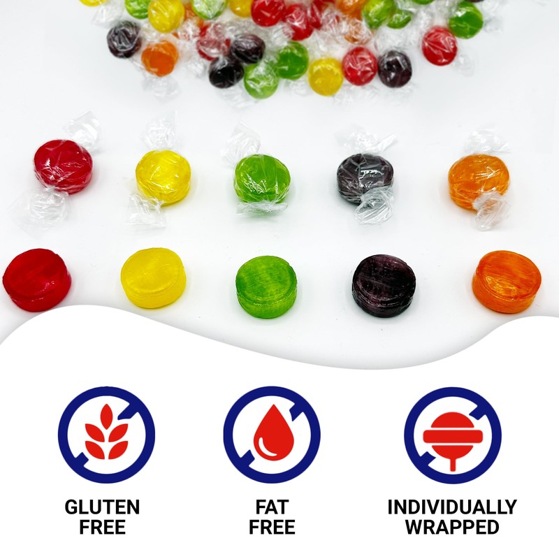 Assorted Fruit Buttons Hard Candy - 1 Pound Bulk Bag