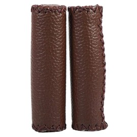 Broco Dark Brown Handlebars, Vintage Leather Bicycle Handlebars 1 Pair Three Colors Retro Artificial Leather Bicycle Handlebar Grips Bike Handle Cover Grips(Dark brown)