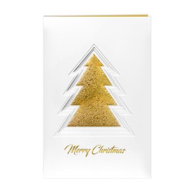 12 Christmas Greeting Cards with Gold Foiling Xmas & Embossing,3D die-cut Christmas tree featuring ,6.75 x 4.5 Inch Merry Christmas Cards with Seal Stickers For Friends, Family and loved Ones ( 1 Pack