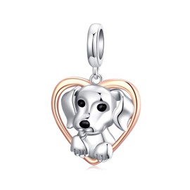YASHUO Jewellery 925 Sterling Silver Animal Charm Bead Dog Charms for Bracelets Crystal, Crystal