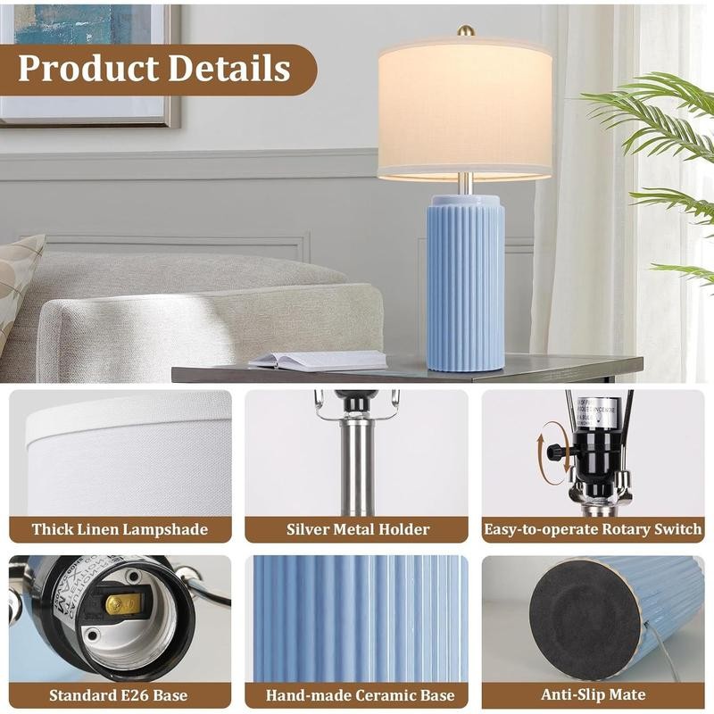 23.5’’ Farmhouse Table Lamps for Living Room Set of 2,