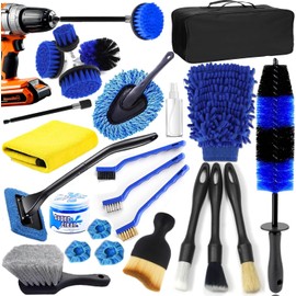 DGHEYQT 26Pcs Car Detailing Kit, Car Detailing Brush Set, Auto Detailing Drill Brush Set, Car Detailing Brushes, Car Wash Kit, Car Accessories, Car Cleaning Tools Kit for Interior, Exterior, Wheels