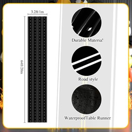 Remagr Racetrack Floor Running Mat Black Racing Car Party Decorations Racer Long Racetrack Road Tablecloth Runner Drag for Racing Theme Birthday Games Party (3.28 x 65.6 ft)