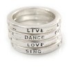 Avalaya Set of 4/ Live, Dance, Love, Sing Message/Stack Rings/Silver