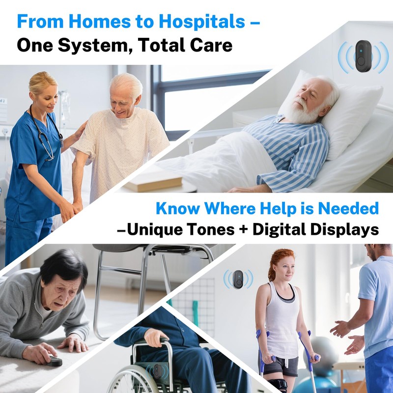 Wireless Caregiver Pager - 500ft Range Nurse Call System with