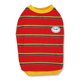FLOT Designer Dog Sleeveless T-Shirt Premium Materials Tailored Fit Stripe Trendy Designed and Made in Korea (Red/Apple) X-Large