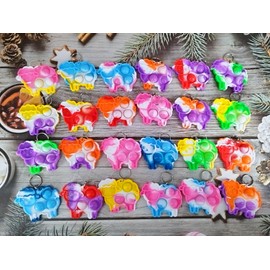 HOZKEAP 24 Packs Bulk sheep Backpack Mini Pop Rainbow Keychain fidgets Bubble Toys for Kids Children Classroom Students from Teacher,Birthday Party Favors