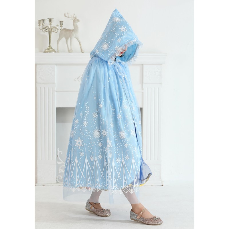 PURFEEL Girls Princess Cape Kids Snowflake Hooded Cloak Play Costume